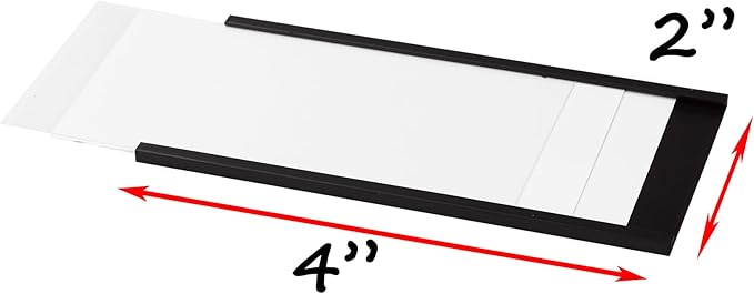 Realth C Channel Magnetic Label Holders 30 Pack 2'' x 4'' with Paper Inserts and Clear Plastic Protectors, Magnetic Data Card Holders File Cabinet Labels for Metal Racks and Shelves