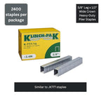 Klinch-Pak K-777/16, 5/8" Leg x 1/2" Wide Crown Heavy-Duty Galvanized Plier Staples, 2400 Per Package, Similar to JK777 Staples, for stapling Trays, Lids, Bags, Header Cards, Fastening End Caps