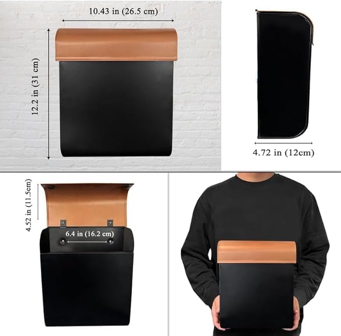 NACH Mailboxes for Outside Wall Mount, 12 x 4.5 x 10 inch, Black Mailbox for Door, Waterproof Mailbox Wall Mount - The Dominion Mailbox