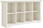 OSCHF Cube Shelf Bookcase with Base - Wooden 2 Tiers Floor Standing Low Storage Cabinet for Home and Office, 8-Cube Lattice Bookshelf, Warm White