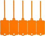 100pcs Blank Plastic Tags for Labeling Reusable Hanging Tags Ties Key Tag Storage Labels Waterproof Plastic Mark Label Writable Hang Sign with One Marker Pen (Orange)