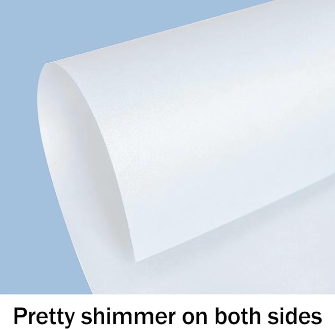 24 Sheets White Shimmer Cardstock 8.5 x 11 Metallic Paper, Goefun 80lb Card Stock Printer Paper for Invitations, Certificates, Crafts, DIY Cards