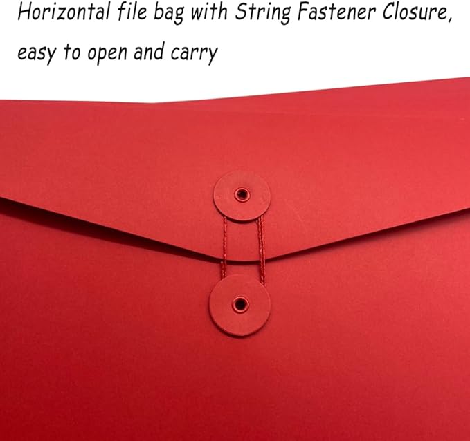 10pcs A4 Kraft Paper Envelopes Portfolio Foolscap File Folders Document Folder with String Fastener Closure Wallet Pockets File Bags Storage Pouch Paperwork Organizer Bag for Office School Home