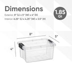 Superio Storage Bins with Lids- 4 Pack, 1.85 Qt Clear Boxes for Organizing, Stackable Plastic Containers- BPA Free, Non-Toxic, Odor Free, Organizer for Home, Office, Dorm