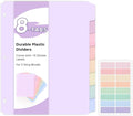 SKYDUE Durable Plastic 8-Tab Dividers, Big Tab Dividers for 3 Ring Binder, Write & Erase 3 Ring Binder Dividers with Tabs, with Sticker Labels, 1 Set, Pastel Color (Purple)
