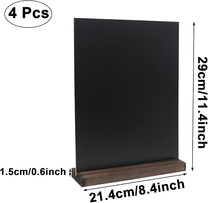 GUKBIAY Tabletop Chalkboard Sign with Base Stand 4 Pack 8.5 x 11 Inch Double Side Standing Menu Boards Food Signs for Party Buffet Wedding Bar Restaurant Food