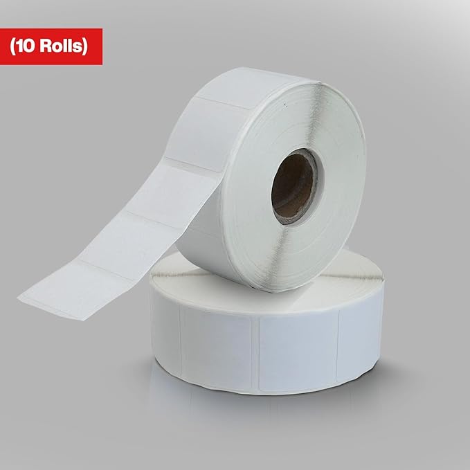 1 1/4” × 1”Direct Thermal Printer Labels, 10 Rolls, 13,800 Matte White Thermal Barcode Labels with Strong Adhesive, Compatible with Zebra & Eltron Printers (No Ink or Toner Needed)