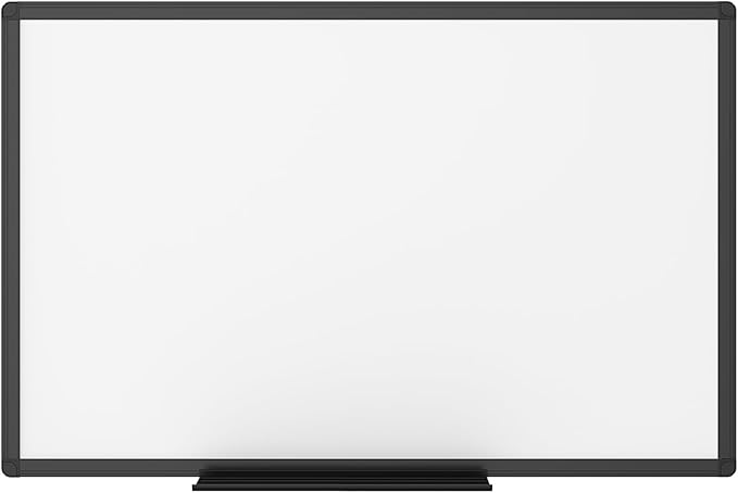 VIZ-PRO Magnetic Dry Erase White Board, 72 X 40 Inches, Black Aluminium Frame