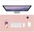 PU Leather Desk Pad Protector Gaming Mouse Pad Non Slip Desk Mat for Keyboard and Mouse Waterproof Desk Writing Pad for Office and Home Desk Accessories(Pink, 31.5 * 15.7)
