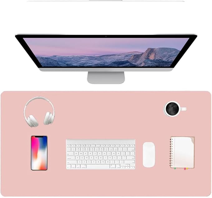 PU Leather Desk Pad Protector Gaming Mouse Pad Non Slip Desk Mat for Keyboard and Mouse Waterproof Desk Writing Pad for Office and Home Desk Accessories(Pink, 31.5 * 15.7)