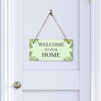 Signs ByLITA Greenery Wreath Personalized Hanging Wall or Door Sign (5 x 10") | Custom Signage for Your Home & Business