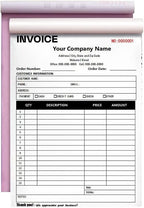 Custom Carbonless Sales Invoice Form Books for Small Business, Personalized NCR 2-Part Receipt Book with Carbon Copies, Cover Add Company Name, Address and Number Printed