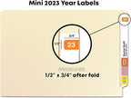 2023 MINI Year Stickers, Doctor Stuff 2023 Chart Stickers, Orange Colored, Ames Small Style, USA Made Year Stickers for End Tab File Folders, 500/Roll, 1 Roll, 1/2" x 1-1/2"