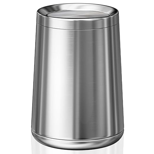 YOJIA 10L / 2.6Gal Small Stainless Steel Sliver Trash Can,Metal Bathroom Garbage can with Lid,Modern Home Décor Wastebasket with Flipping Lid, Garbage Can for Kitchen,Bathroom,Living Room(Silver),