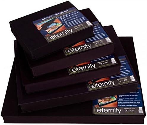 HG Concepts Art Photo Storage Box Eternity Archival Clamshell Box For Storing Artwork, Photos & Documents Deluxe Acid-Free Sturdy & Lined With Archival Paper - [Black - 12" x 16"]