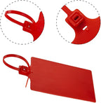 400Pcs Plastic Seals Shipping Label Tags, Writable Marker Big Sign Tie for Logistics, 255mm Total Length Self Locking Inventory Waterproof Tag Fastener with 3 Marker Pen (Red)