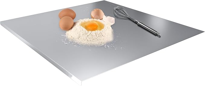KORVOS Stainless Steel Cutting Boards for Kitchen, Food Grade 304 Stainless Steel Cutting Board with Lip, Metal Prep Board for Meat Fruits & Baking, 15.7" x 19.7"