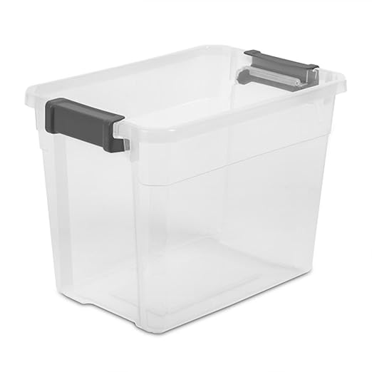 Sterilite 24-Pack Modular Stacker Box, Durable Clear Plastic Storage Bins with Latching Lids, 30 Quart - Stackable Organizing Container Boxes for Closet, Bathroom, and Office