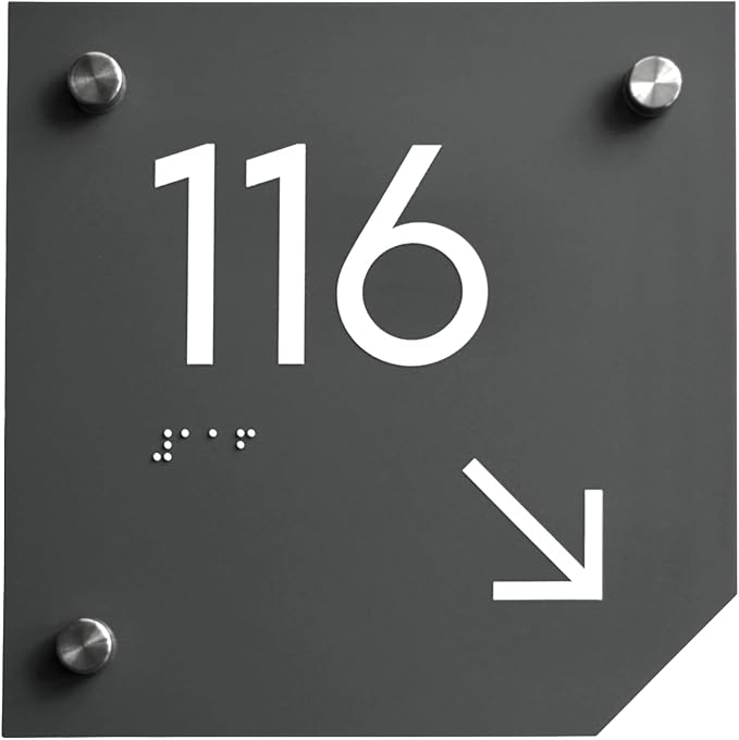 Bsign Office Door Numbers - Acrylic Room Signs - Gray Door Plates