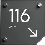 Bsign Office Door Numbers - Acrylic Room Signs - Gray Door Plates