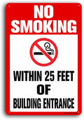 Locmorly No Smoking Within 25 Feet Of Building Entrance Sign, 8x12 Inch, Aluminum Sign