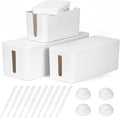 Cable Management Box DUNCHATY 3 Pack Cable Box Organizer with Large Medium Small Cord Hider Box Safe ABS Material for Cover and Hide TV Wires,Computer,Router,USB Hub and Under Desk Power Strip&Cords