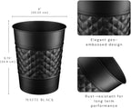 Monarch Abode Metal Bathroom Trash Can – Waste Basket for Bedroom, Office Desk, & Dorm, Handcrafted Geo Embossed, Durable Decorative Black Small Trash Can Bathroom Garbage Bin Wastebasket