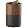 LEASYLIFE 3.1 GAL Modern Metal Trash Can with Realistic Wood Texture,Built-in Bag Holder,Flip Lid,Small Bathroom Garbage Can for Bathroom,Home,Office,Living Room (3.1gal Swing lid)