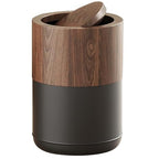 LEASYLIFE 3.1 GAL Modern Metal Trash Can with Realistic Wood Texture,Built-in Bag Holder,Flip Lid,Small Bathroom Garbage Can for Bathroom,Home,Office,Living Room (3.1gal Swing lid)