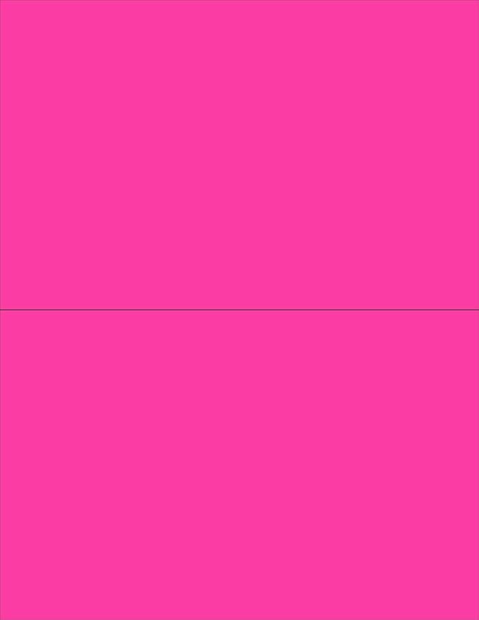 NextDayLabels - 8-1/2 x 11 Neon Color High Light Fluorescent Labels for Laser & Inkjet Printer (Pink Fluorescent, 8-1/2" x 5-1/2" - 2 Per Page | 200 Labels)