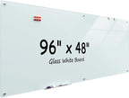 MaxGear Glass Whiteboard Wall Mounted, Frameless Magnetic Dry Erase Board, Tempered Glass, Steel-Backed, Non-Porous Smooth Surface, Floating Design, Accessories Included, for Office Home Classroom
