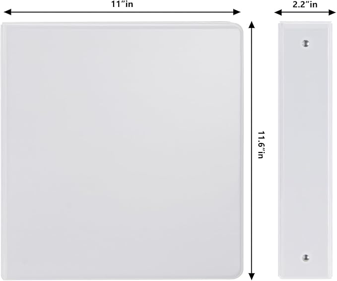 COMIX Sturdy 3 Ring Binder 1.5 inch with Clear View Cover, 1-1/2" Round Ring View Binder, PVC-Free, 2.4mm-Thick, 300 Sheets Capacity of US Letter Size Paper, Office ＆ School Supplies, 6 Pack (White)