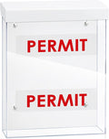 9.1" x 11.6" Outdoor Permit Brochure Holder Waterproof Wall Mount Literature Box with Lid Screws Clear Acrylic Document Holder Fits Letter Size A4 Flyers Booklets Pamphlets Includes "PERMIT" Decal