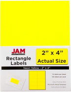 JAM PAPER Shipping Address Labels - Standard Mailing - 2 x 4 - Assorted Bright Neon Fluorescent - 6 Packs of 20 Labels - 120 Labels Total