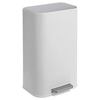 DYTesa 8 Gallon White Stainless Steel Foot Pedal Trash Can | Rectangular Slim Design Saves Space | Soft-Close Lid & Removable Inner Bucket | Stylish Garbage Bin for Kitchen, Office, Living Room