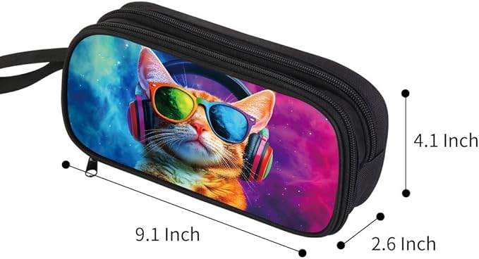 HiGaits Pencil Case for Boys,Multi-Slot Large Capacity Pencil Pouch with Soft Zipper, Durable Pen Box Cat