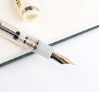 JINHAO 1935 Fountain Pen TIANDAO Series #8 Nib Ink Pen with Guitar-Shaped Clip and Ink Converter (M Nib 0.7mm, Ivory White)