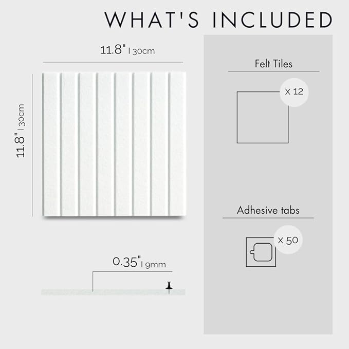 VIVELDA Large Bulletin Board 48x36- Office Wall Organizer, Replace Your Old Cork Boards for Walls for Office Decor -12-Pack Felt Wall Panels to Use in Home Office Decor, Classroom Decor (Milky White)