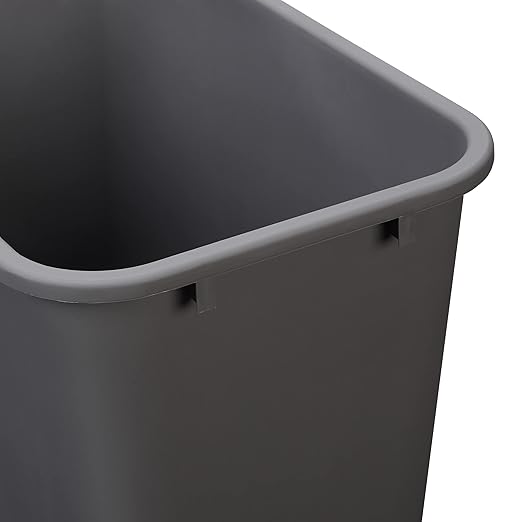 Amazon Basics Rectangular Commercial Office Wastebasket, 10 gallons (Pack of 1), Grey