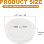 PATIKIL 100 Pcs Mailing Tube Plastic End Caps 1.7" ID PE Round Cardboard Shipping Tube Lids White Protective Poster End Caps for Paper Documents Artwork Storage