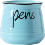 ONTUBE Porcelain Pens Holder Stand,Ceramic Pencils Holder (Turquoise)
