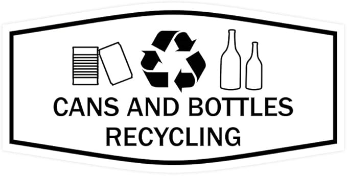 Fancy Cans and Bottles Recycling Sign (White) - Large