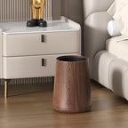LEASYLIFE 8L/2.1GAL Modern Metal Waste Bin with Realistic Wood Texture,Built-in Bag Holder,Open-Top Trash Bin for Bathroom,Home,Office,Living Room (2.1gal Cone)