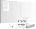 G Gamit Large Felt Wall Tiles Bulletin Board,Large Cork Board Alternative with 30 Pushpins,8-Pack Felt Pin Board with 56 Safe Removable Adhesive Tabs for Home Office School (White)