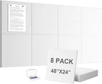 G Gamit Large Felt Wall Tiles Bulletin Board,Large Cork Board Alternative with 30 Pushpins,8-Pack Felt Pin Board with 56 Safe Removable Adhesive Tabs for Home Office School (White)