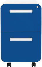 Laura Davidson Furniture Stockpile 2 Drawer Mobile File Cabinet with Lock - Under Desk Metal Filing Cabinet, Legal/Letter File Folders, Wheels and Stationary Feet, Pre-Assembled, Blue Faceplate