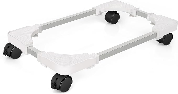 Liitrton Mobile CPU Stand Adjustable Computer Tower Stand with 4 Caster Wheels Fits Most PC (White)