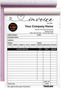 Custom Carbonless Sales Invoice Form Books for Small Business, Personalized NCR 2-Part Receipt Book with Carbon Copies, Cover Add Company Name, Address and Number Printed