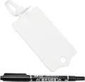 100pcs Blank Plastic Tags for Labeling Reusable Hanging Tags Ties Key Tag Storage Labels Waterproof Plastic Mark Label Writable Hang Sign with One Marker Pen (White)