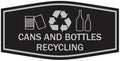 Fancy Cans and Bottles Recycling Sign (Black/Silver) - Large